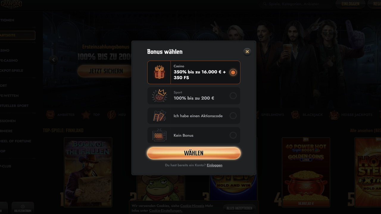 Gransino Casino registration